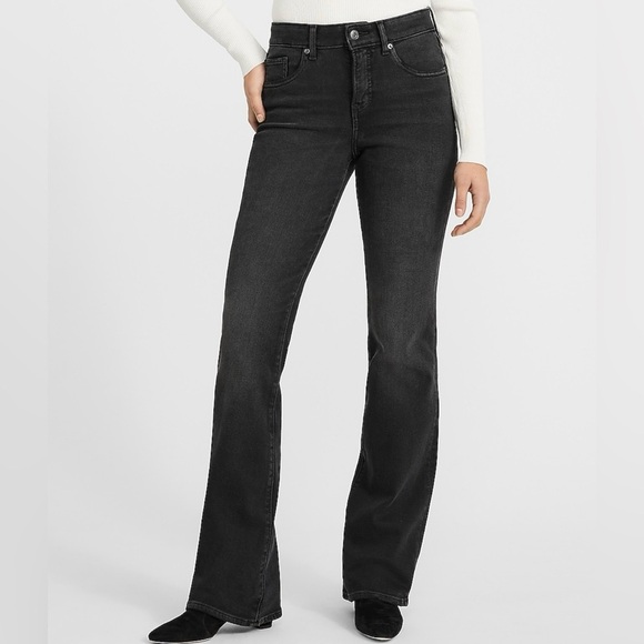Express Denim - Express Mid Rise Black Wash Bootcut Jeans